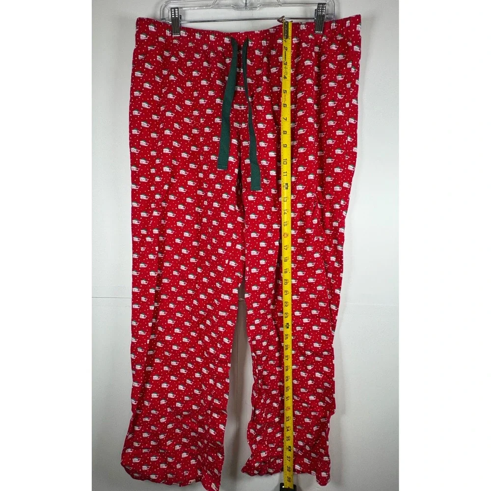 Vineyard Vines Women's Whale Santa Christmas Flannel Red Pajama Pants‎ Sz Med